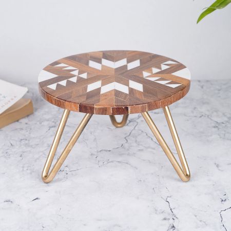 Brown and White Handcrafted Cake Stand for Dessert or Fruit